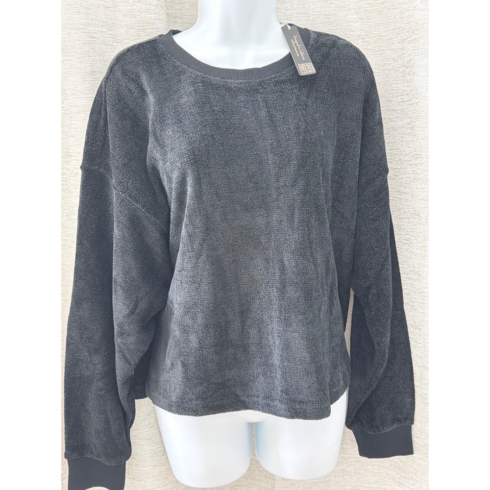 Velvet Heart Womens Medium Charcoal Grey Chenille Knit Pullover Sweater NWT